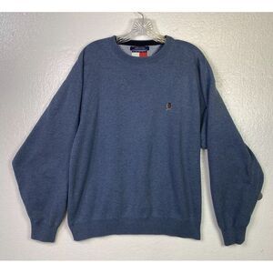 Tommy Hilfiger Mens SweatShirt‎ Sz L Pull on Blue Stretch Crew neck Long sleeve